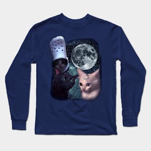 Funny Retro Three Meme Cats Long Sleeve T-Shirt